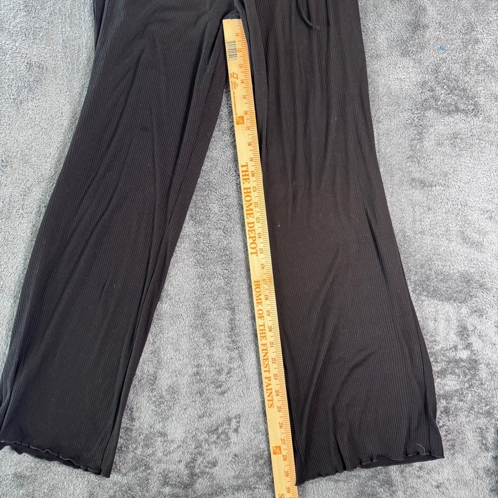Juicy Couture XL Lounge Set Black Ribbed Rhinestone Logo Pajamas Y2K McBling 2pc - Picture 4 of 7